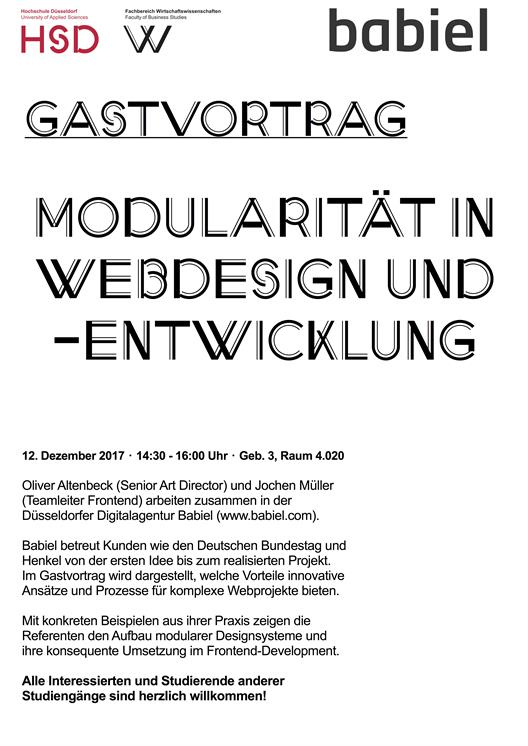 Plakat Gastvortrag Modularität in Webdesign und -entwicklung 